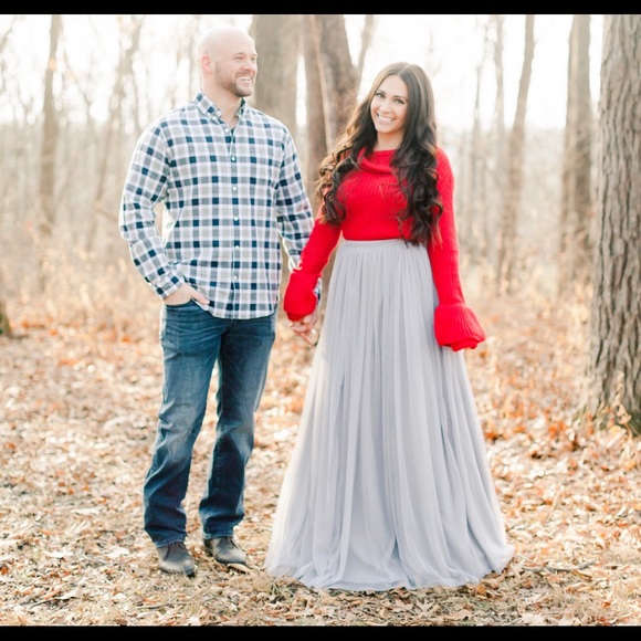 grey tulle maxi skirt